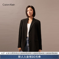 Calvin Klein Jeans24早秋女士商务职场ck平驳领简约刺绣西装外套J223926 BEH-太空黑 S