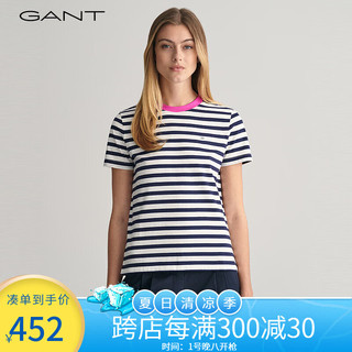 GANT甘特2024春季女装简约条纹T恤|844200904 409-经典蓝 L