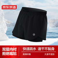京东京造 泳裤男士防尴尬游泳裤平角双层防走光水陆两用沙滩裤黑色XXL 经典黑 XXL(高175-185cm,重75-85kg)