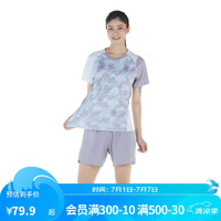 迪卡侬羽毛球服T恤女运动服成人女士-烟紫灰色XS-4558999