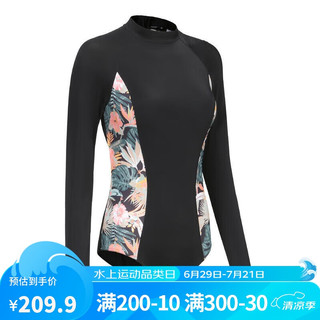 迪卡侬泳衣女冲浪服长袖大码连体显瘦遮肚花卉密语ML-4835931