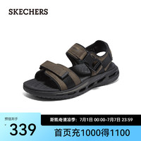 斯凯奇（Skechers）2024夏季 轻质休闲凉鞋男士魔术贴度假沙滩鞋210647 卡其色/KHK 41