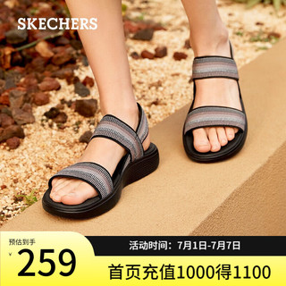 斯凯奇（Skechers）夏季轻便休闲凉鞋舒适柔软平底凉拖鞋外穿114400 黑色/多彩色/BKMT 41