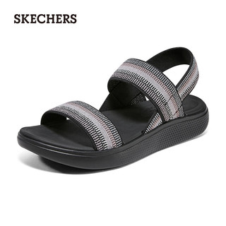 斯凯奇（Skechers）夏季轻便休闲凉鞋舒适柔软平底凉拖鞋外穿114400 黑色/多彩色/BKMT 40