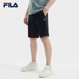 FILA 斐乐男装针织五分裤子2024夏季时尚休闲简约基础短裤男 传奇蓝-NV 180/88A/XL