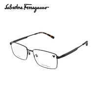 菲拉格慕（Ferragamo）中性款黑色镜框玳瑁色镜腿金属镜架SF2549A 001 58MM