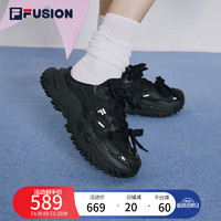 FILA FUSION斐乐潮牌硬糖女鞋运动拖鞋秋季休闲厚底鞋子 黑-BK 36.5