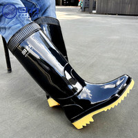 回力雨鞋男士中时尚防水防滑耐磨水鞋雨靴胶鞋827高筒45 827黑色高筒单层