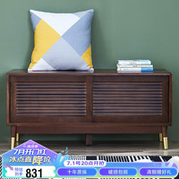 家逸实木换鞋凳鞋柜进门可坐换鞋柜收纳凳储物凳子家用门口穿鞋凳 推拉门100cm铜素款