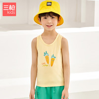 三枪（THREEGUN）A类舒肤弹力棉男女童少儿外出背心 39121A0 奶油黄 100