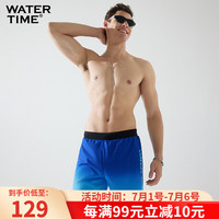 WATERTIME男士泳裤2024男款防尴尬五分训练双层沙滩游泳裤 蓝色 XL