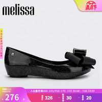 Melissa（梅丽莎）蝴蝶结鱼嘴低跟时尚通勤女士时装单鞋33551 闪黑色 38