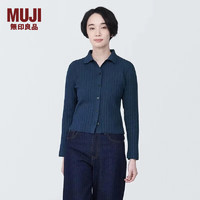 无印良品（MUJI）女式 使用大豆纤维 罗纹织 POLO开衫 女款 BA1OGA4S 藏青色 L （165/88A）