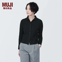 无印良品（MUJI）女式 使用大豆纤维 罗纹织 POLO开衫 女款 BA1OGA4S 黑色 L （165/88A）