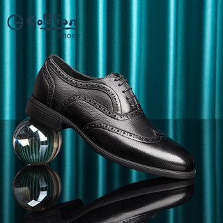 金利来（goldlion）男鞋商务正装皮鞋牛津鞋时尚舒适布洛克鞋G521310524AAA-黑色 38