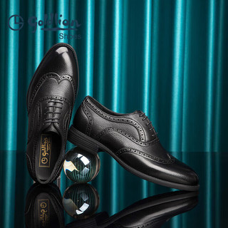 金利来（goldlion）男鞋商务正装皮鞋牛津鞋时尚舒适布洛克鞋G521310524AAA-黑色 43