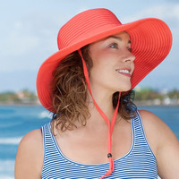 SUNDAY AFTERNOONS女士大檐防晒沙滩海边太阳防晒可折叠UPF50 西瓜红 M（头围54-58cm）
