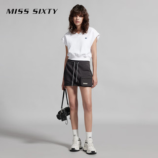 MISS SIXTY2024夏季半裙女松紧腰复古运动风显瘦包臀裙超短裙 灰色 XS