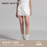 MISS SIXTY2024夏季半裙女松紧腰复古运动风显瘦包臀裙超短裙 漂白 S