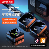 索爱(soaiy)无线麦克风直播麦克风拍短视频收音麦录音无线领夹麦克风专业降噪随身麦克风领夹麦克风一拖二W99