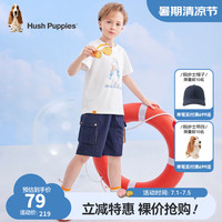 暇步士（Hush Puppies）童装儿童恤男童女童夏季男女大童时尚印花短袖圆领衫 本白 150cm