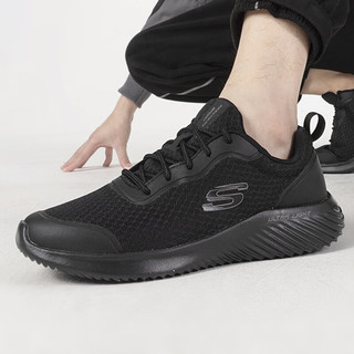 斯凯奇（Skechers）男鞋24春夏运动鞋轻便缓震耐磨休闲鞋户外健步鞋透气跑步鞋子 232005-BBK/全黑色/网布透气 42.5