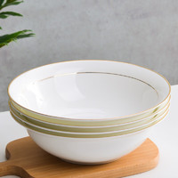 瓷秀源欧式骨瓷碗家用陶瓷碗大号粥碗大碗汤碗金边斗碗拉面碗盛菜碗套装 金边9英寸斗碗4个