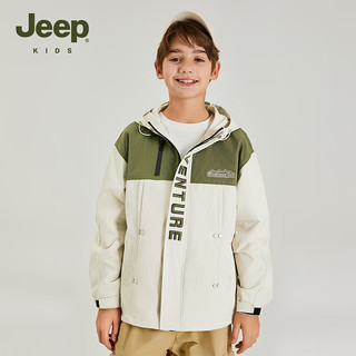 Jeep儿童童装外套男女中大童装春秋季款防风外套上衣 军绿 150 
