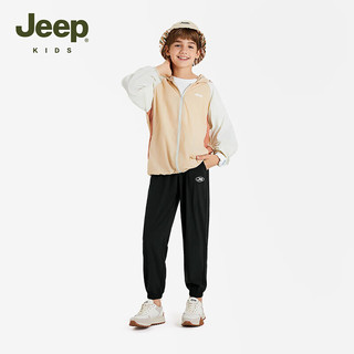 Jeep童装男童裤子男孩薄款休闲长裤儿童宽松防蚊裤 黑色 120 