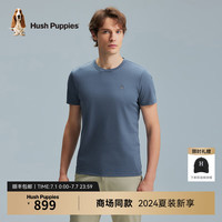 Hush Puppies暇步士夏季男装薄款简约经典圆领衫短袖 宝冠蓝 L