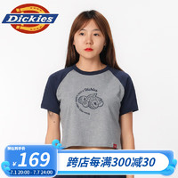 dickies短袖T恤 女式短款印花插肩袖舒适圆领短袖T恤 DK0A87CX 中羽灰 M