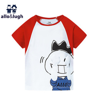 allo&lugh阿路和如儿童T恤2024夏季纯棉卡通可爱造型短袖T恤男女同款 红色 90cm