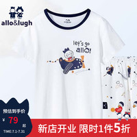 allo&lugh阿路和如童装夏季男童女童短款家居服套装纯棉两件套宽松 藏青色 120cm