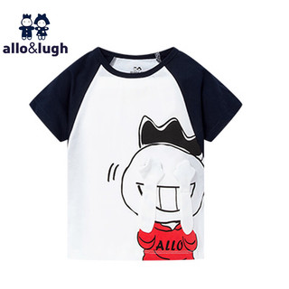 allo&lugh阿路和如儿童T恤2024夏季纯棉卡通可爱造型短袖T恤男女同款 藏青色 130cm