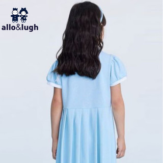 allo&lugh阿路和如夏季儿童童装女童短袖简约连衣裙可爱卡通印花裙 蓝色 100cm
