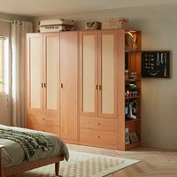 林氏家居藤简约衣柜2024卧室家具出租房衣橱储物收纳柜子OW1D 【1.98*2m】五门衣柜