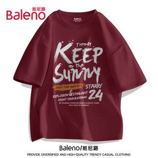 Baleno 班尼路 短袖t恤男夏季学生ins美式潮流百搭纯棉上衣设计感字母五分袖