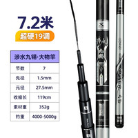 【大物版】涉水（seewow） 九锡大物鱼竿鲢鳙青草鲤28偏19调黄金调性涉水精工超轻硬碳素台钓手竿 新品加强大物版
