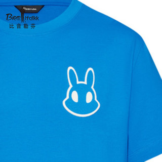 比音勒芬【活力棉】夏季男短袖T恤趣味萌兔时尚百搭透气圆领上衣 05蓝色 XL