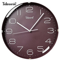 天王星（Telesonic）挂钟12英寸日式简约挂钟家用客厅时钟装饰石英钟卧室时钟表30cm 紫色30.5CM