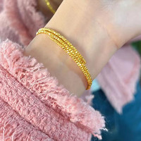 蒂蔻(Tico)时尚足金999蹦迪珠黄金手镯女5D硬金弹力金镯子女友