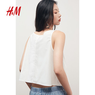 H&M2024夏季女装刺绣背心1240195 白色 160/88