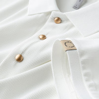PRIDEME 夏季薄款华夫格白色polo衫 BNS2232-白色 XL