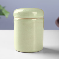 真迹直筒小茶叶罐陶瓷罐装汝窑开片储茶罐存储罐密封罐便携罐茶具配件 汝窑小茶叶罐-天青