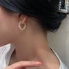 韩国东大门nyunyu饰品高级感珍珠耳环女银针气质耳钉时尚耳圈 金色一对