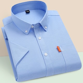 诺贝尔保罗（NOBOLPAUL）夏季100%纯棉短袖衬衫男士纯色商务休闲免烫全棉半袖衬衣薄款 白色 DBS-811 XL