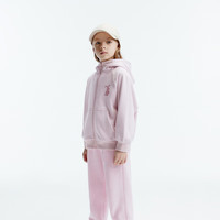 little MO&Co.little moco童装24秋装男女童百搭长袖连帽拉链卫衣外套夹克 藕粉色 110/52