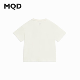 马骑顿（MQD）【设计师系列】MQD童装男童纯棉T恤24夏装儿童水印短袖T恤 米白 160cm