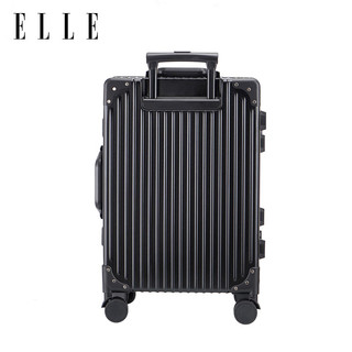 ELLE法国行李箱黑色26英寸铝框时尚女士拉杆箱万向轮大容量TSA密码箱 26英寸 【需托运 | 7天旅程】