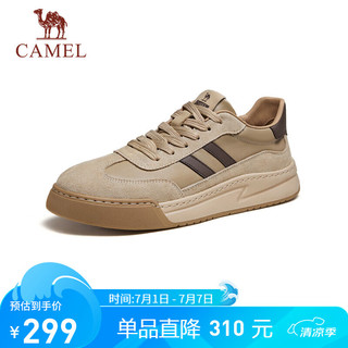 CAMEL 骆驼 复古德训男士厚底休闲滑板鞋 G14S128090 杏/棕 40